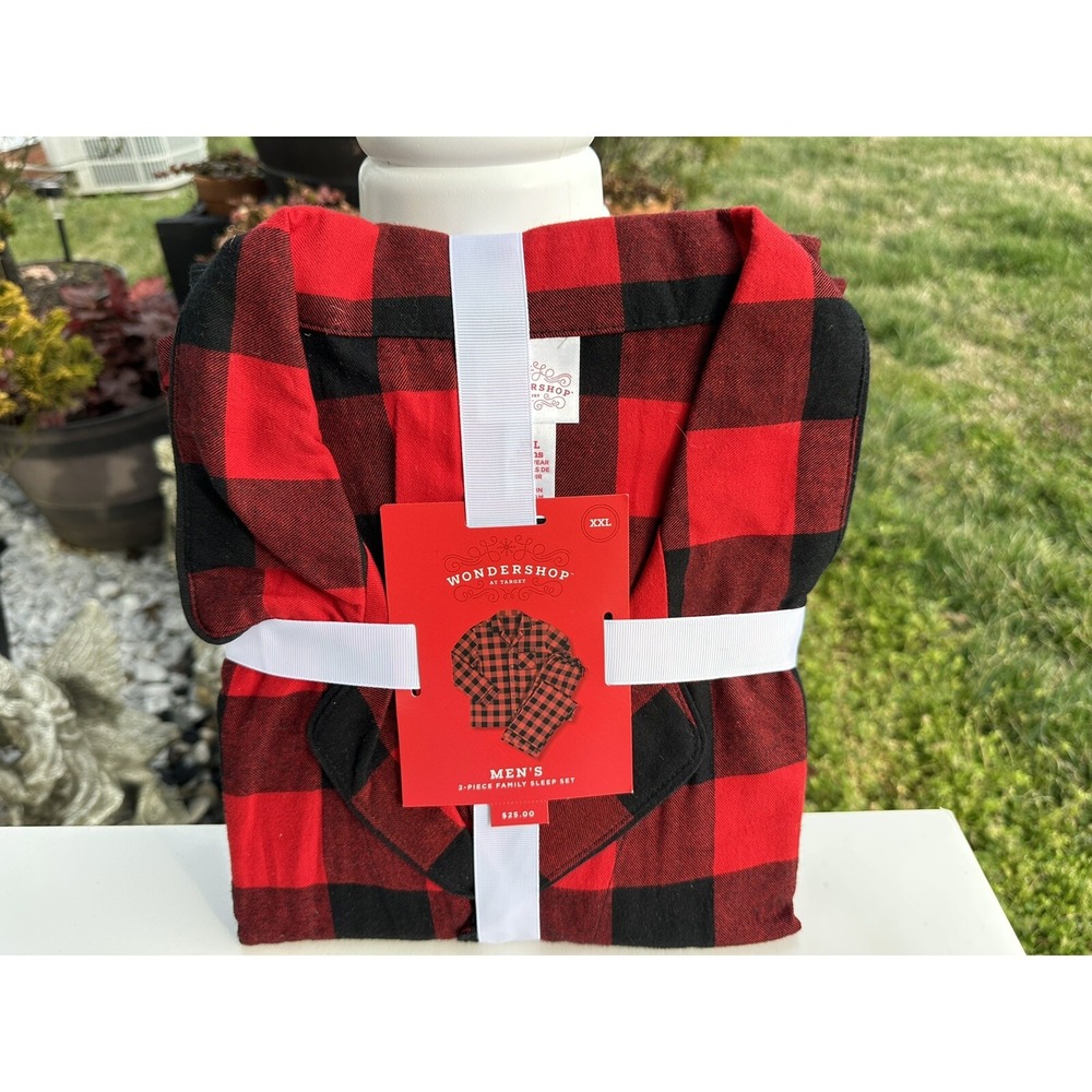 Wondershop Men's Plaid Flannel Sleepwear Pajamas 2 Pcs Red Buffalo Check SZ XXL